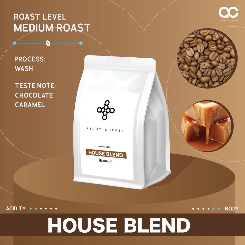About Coffee เมล็ดกาแฟคั่ว House Blend Signature คั่วกลาง