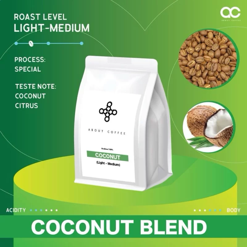 About Coffee เมล็ดกาแฟคั่ว Coconut blend คั่วอ่อนกลาง