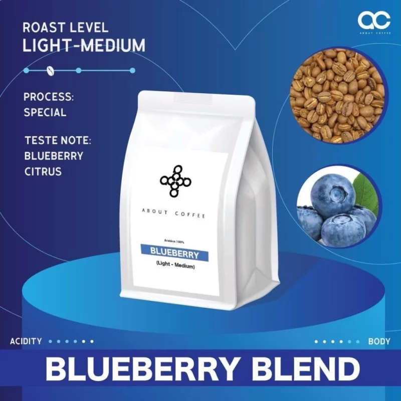 About Coffee เมล็ดกาแฟคั่ว Blueberry Blend คั่วอ่อนกลาง (500g/1000g)