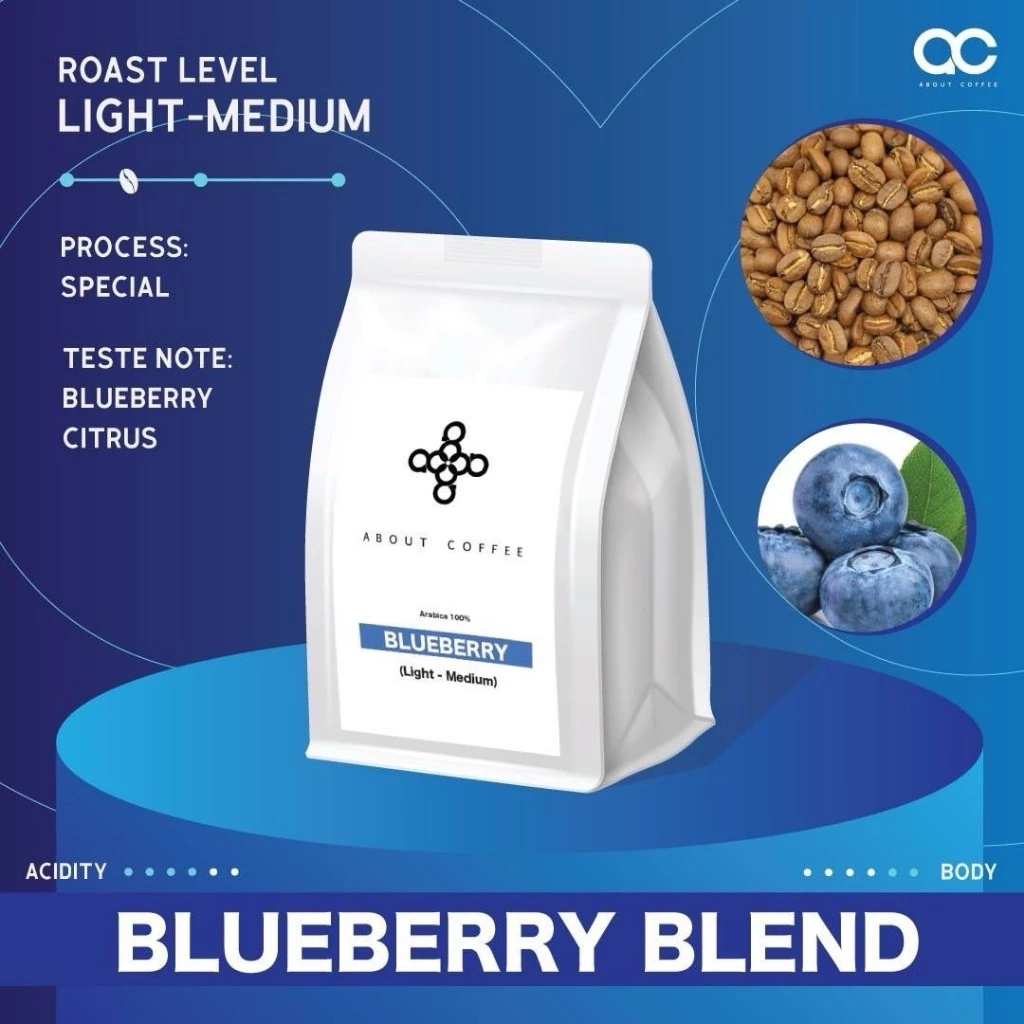 About Coffee เมล็ดกาแฟคั่ว Blueberry Blend คั่วอ่อนกลาง (500g/1000g)